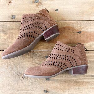 Diba Leather Boots Booties‎ Cut Out Brown 7 Chestnut Suede